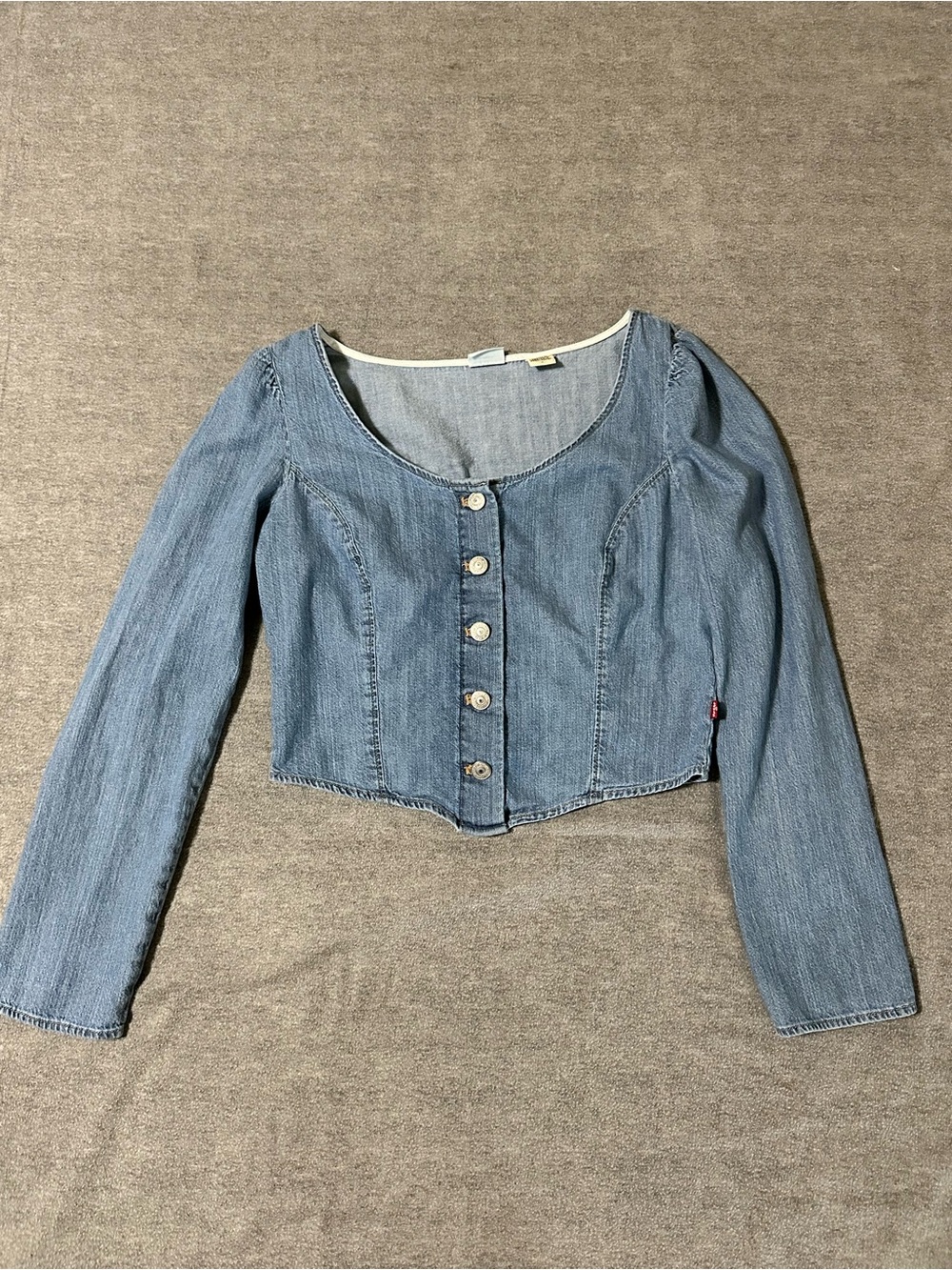 Levi's Light Blue Denim Cropped Button-Up Blouse
